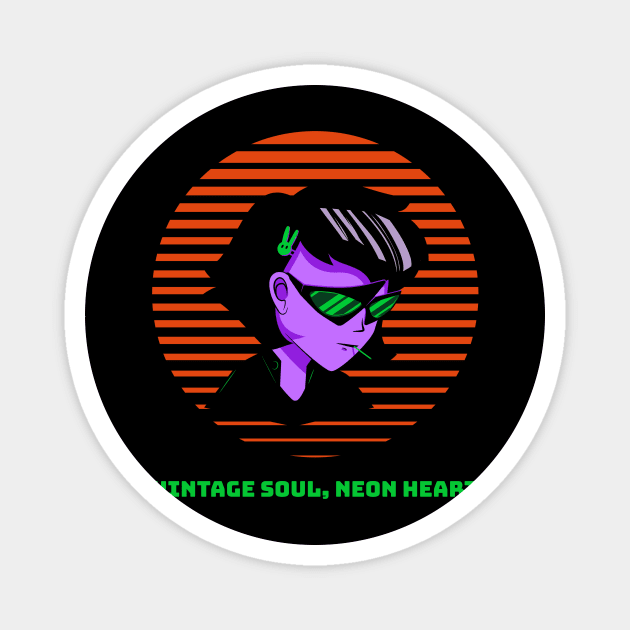 Vintage soul neon heart, 80s retro ladies Magnet by Kamran Sharjeel